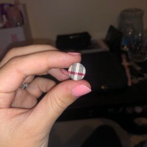 Plaid Button Earrings